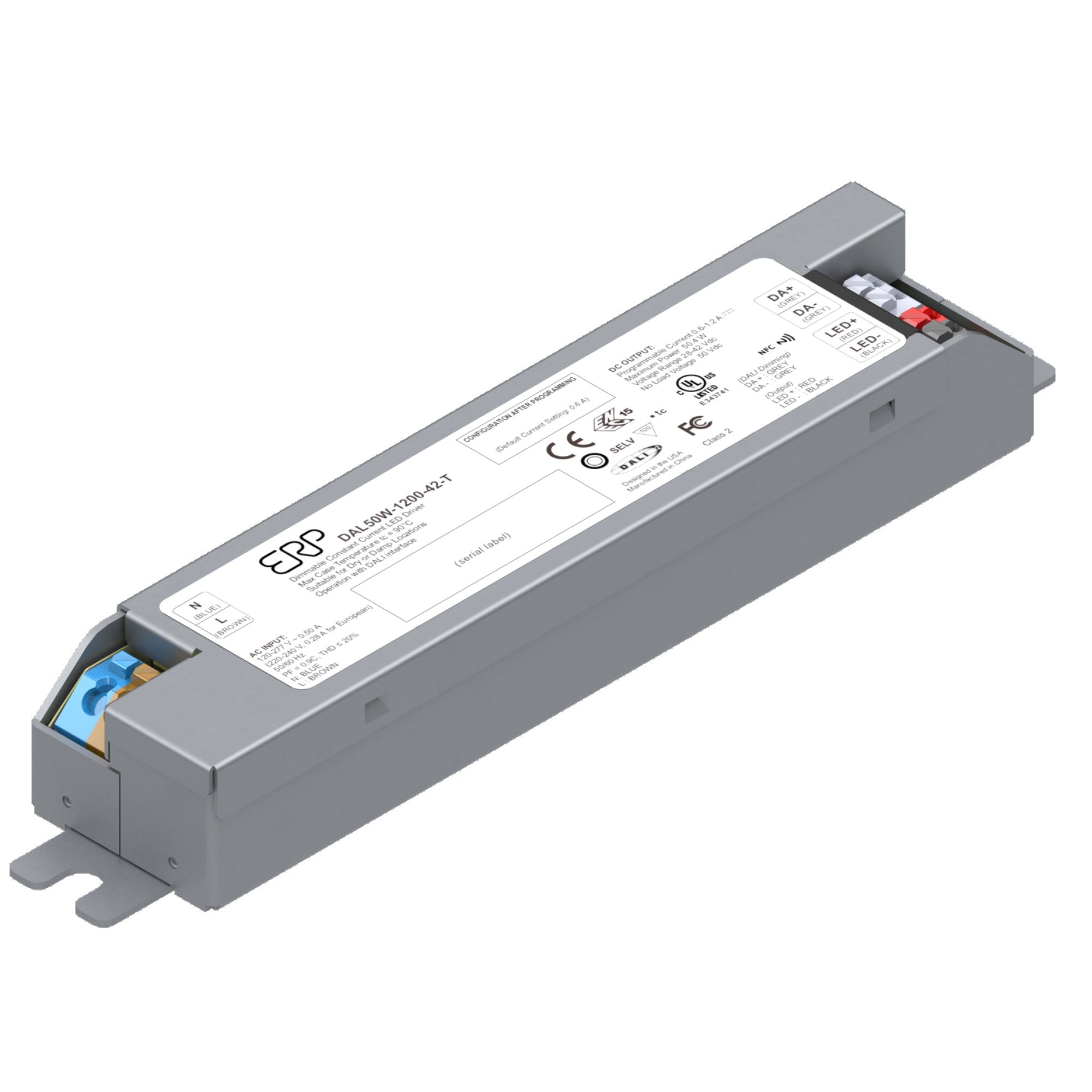Constant current LED driver ERP Power DAL50W-1200-42-T 600-1200mA 230V to 28 > 42VDC DIM DALI