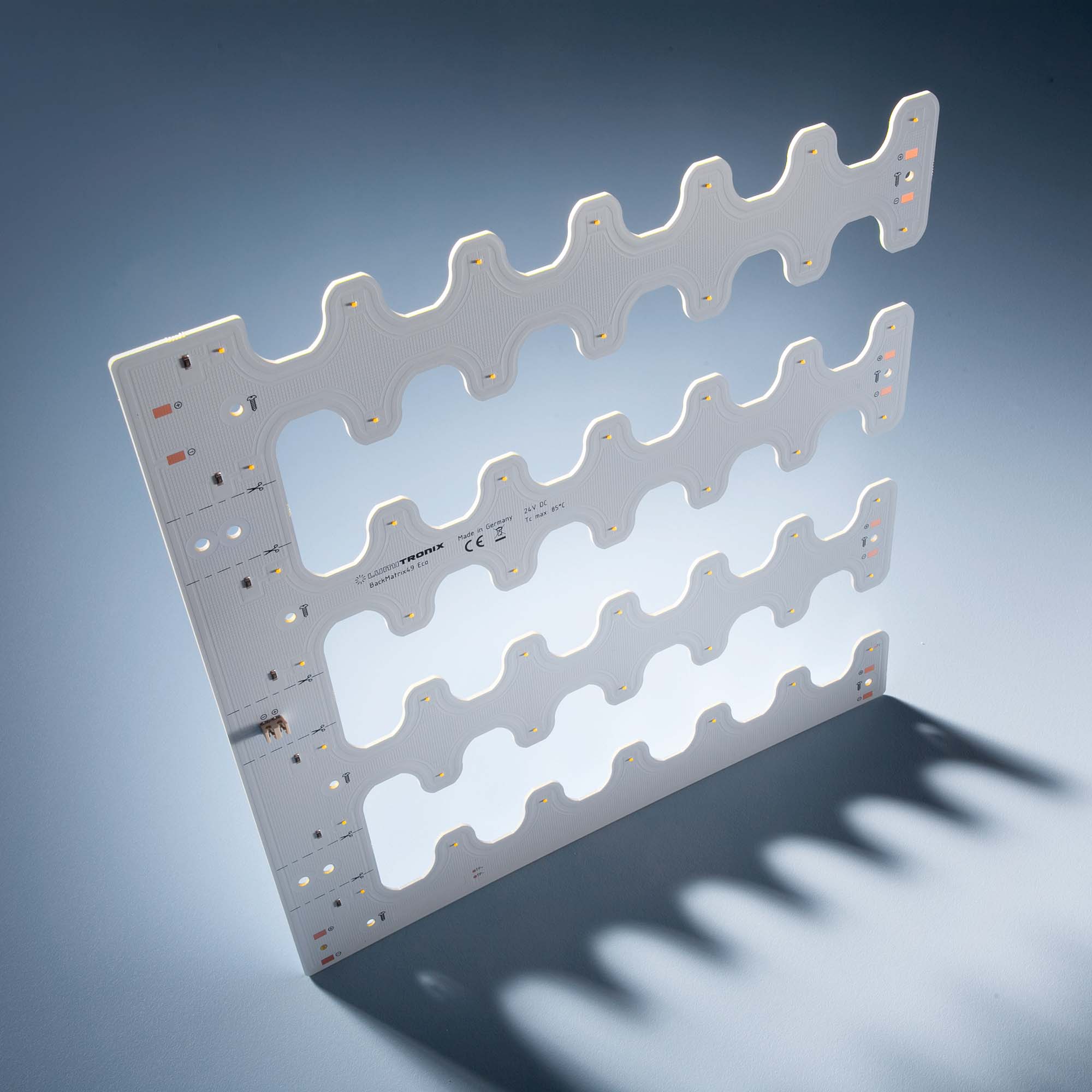 BackMatrix-49-2080 Módulo LED Nichia blanco puro CRI80 5000K 1300lm 49 LEDs 24V 10,9W 180° 28x28cm (16000 lm/m²)