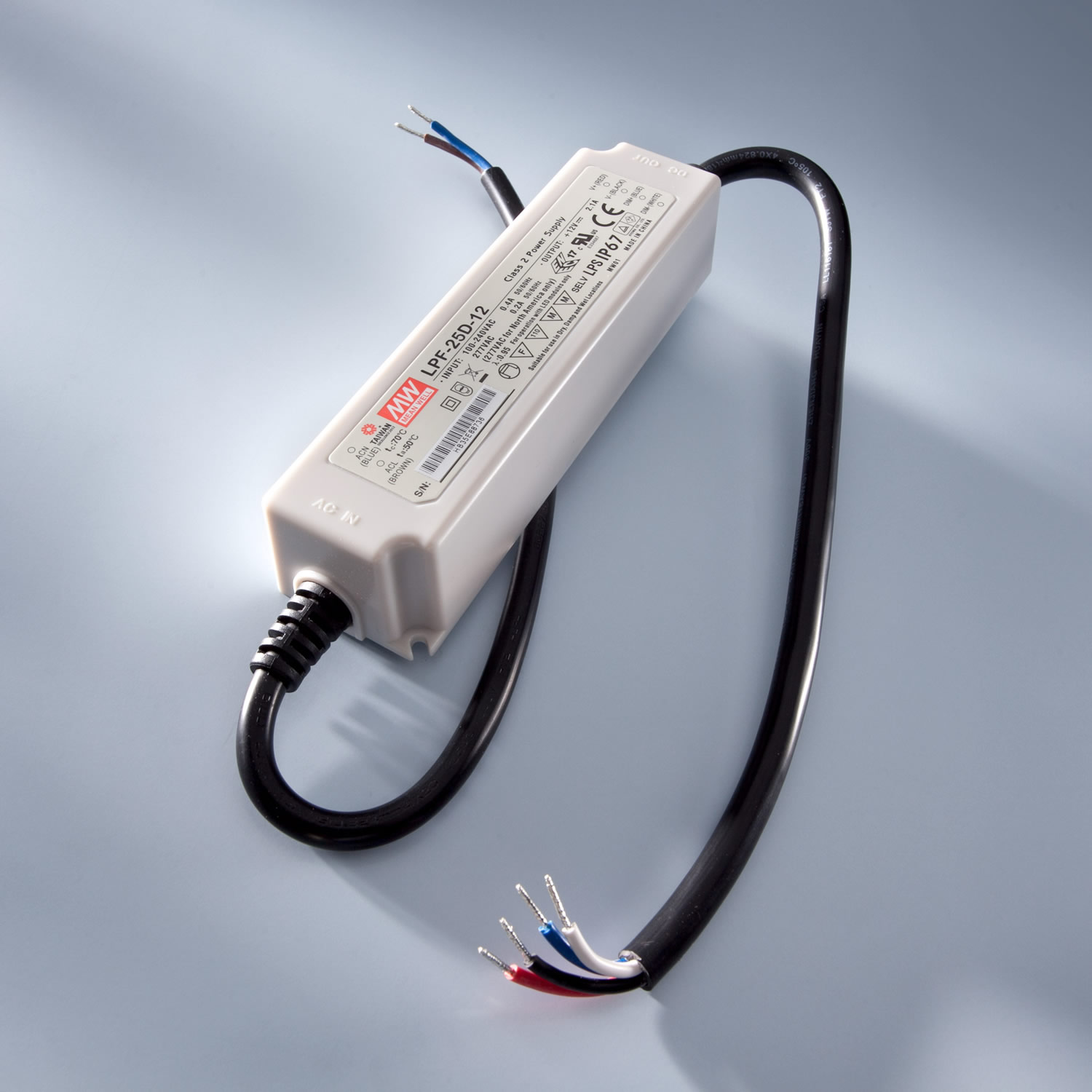 MEAN WELL transformador de tensión constante LPF-40D-12 IP67 230V a 12V 3.3A 39W DIM