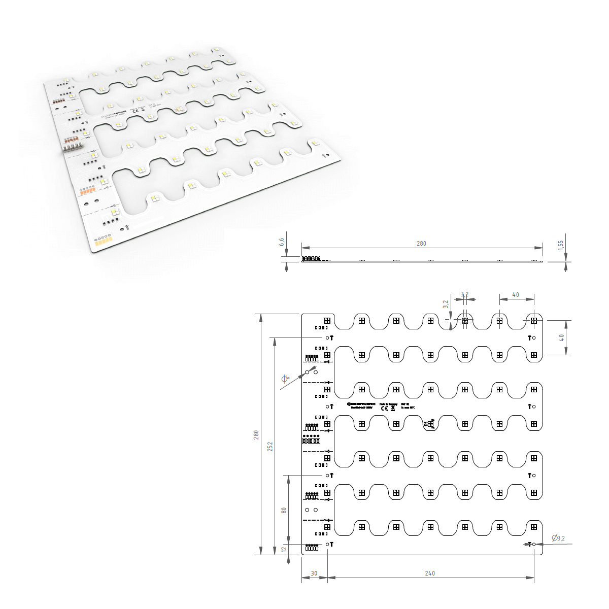 Módulo LED Configurable Nichia BackMatrix-49-RGBW de 4 canales, RGBW, TW, Dynasolis, 28x28cm, Made in Germany, 24V