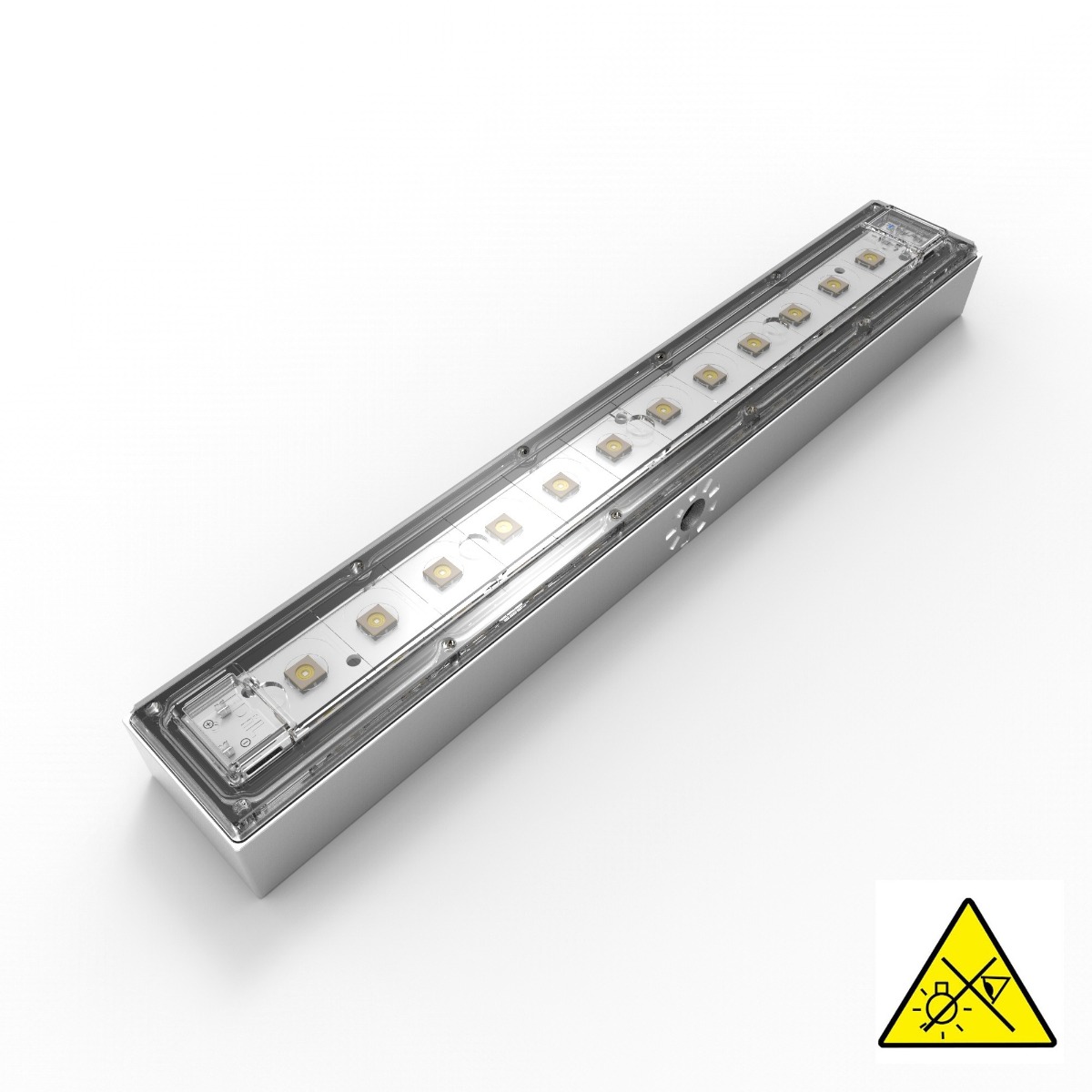 Módulo LED Violeta UVC Seoul Viosys 275nm 12 LEDs 152mW 29cm 48VDC IP67 con controlador incluido, para desinfección
